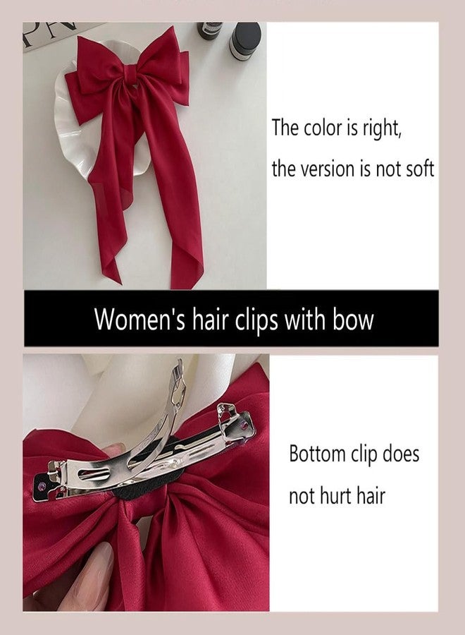 BetterJonny 6Pcs Satin Bow Hair Accessories for Girls, Women, and Teens, Long Hair Barrettes and Clips - Image 4